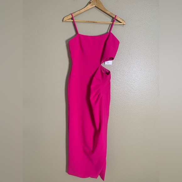 New Likely‎ Zeldana Fuchsia Pink Cutout Midi Dress Size 6 - Picture 4 of 12
